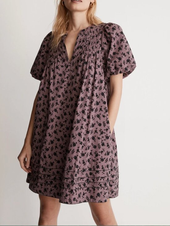 Madewell Dresses & Skirts - Madewell Tillie Puff-Sleeve Mini Dress in Shadow Blooms Size L